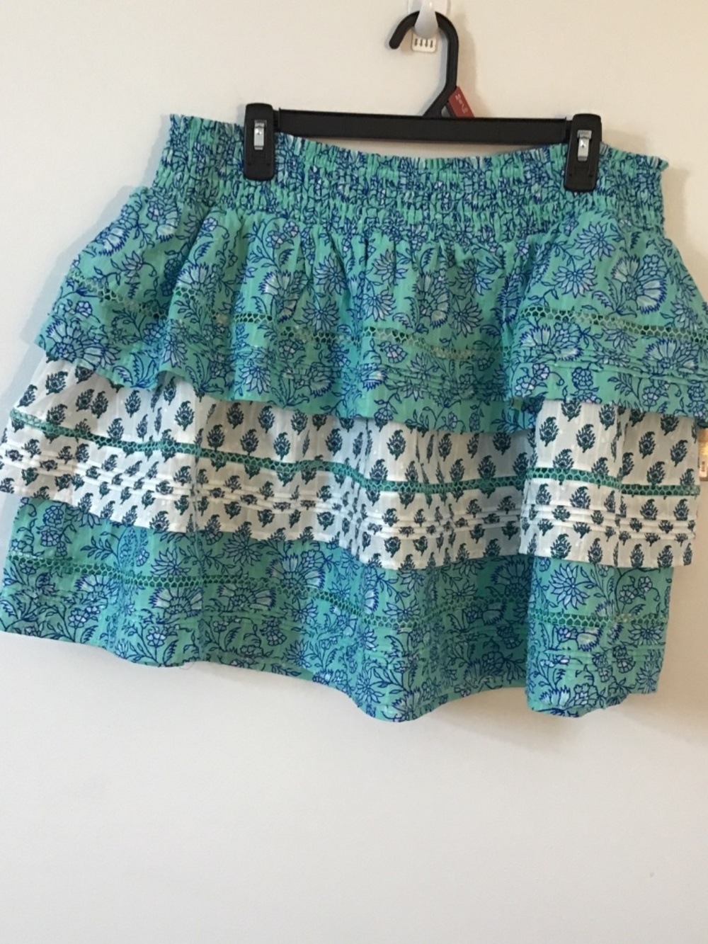 Roller Rabbit  Floral Ruffle Tiered Mini Skirt Size Extra Large